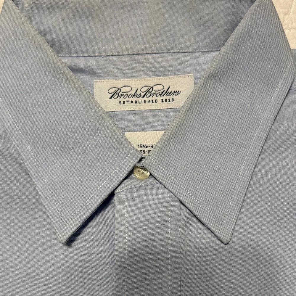 Brooks Brothers Slim Fit Non-Iron Light Blue Dress Shirt 15.5 - 33 - Picture 2 of 4
